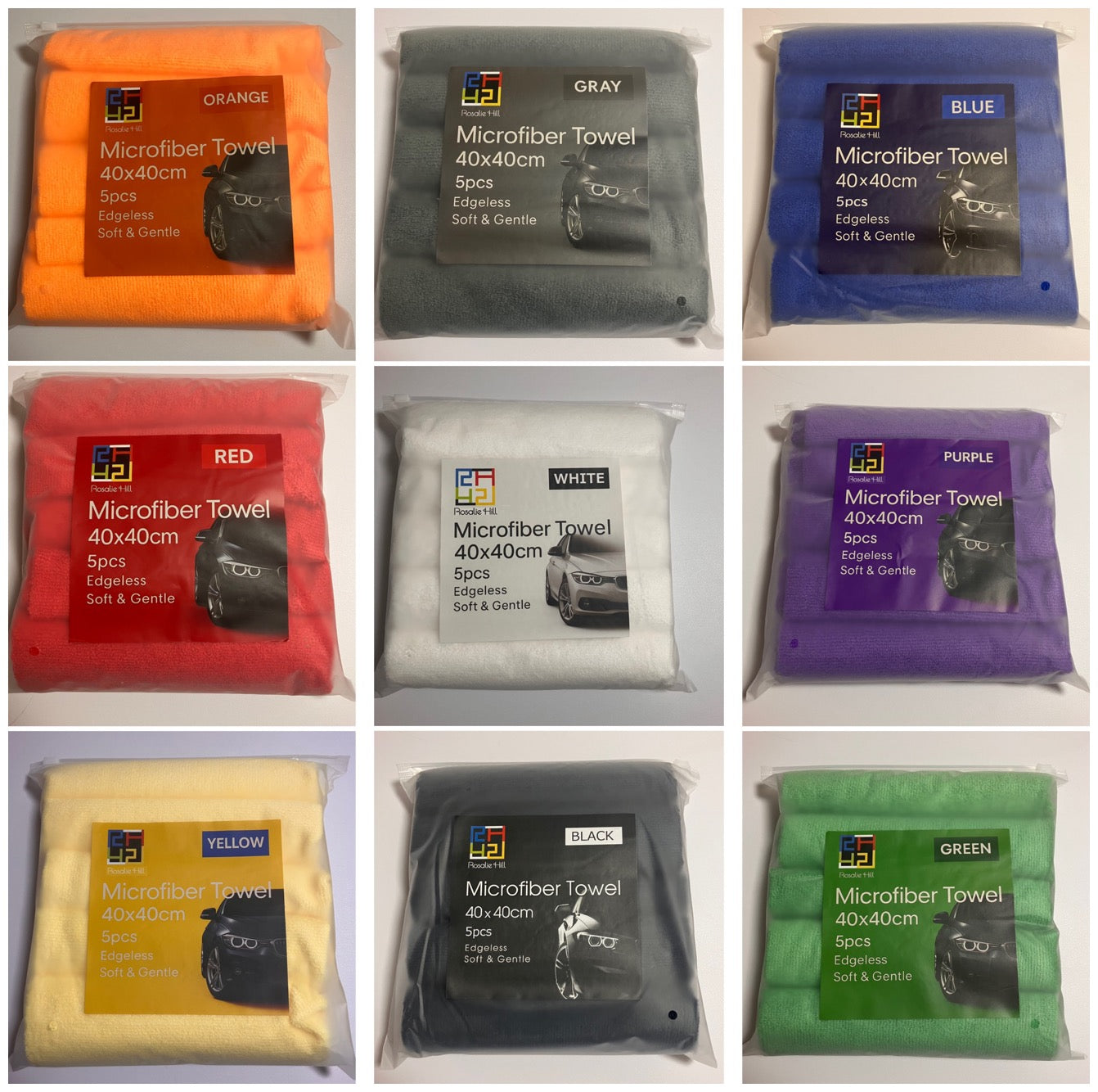 rosaliehill microfibertowel whiteforce colorline 40×40 (5枚入) 300GSM
