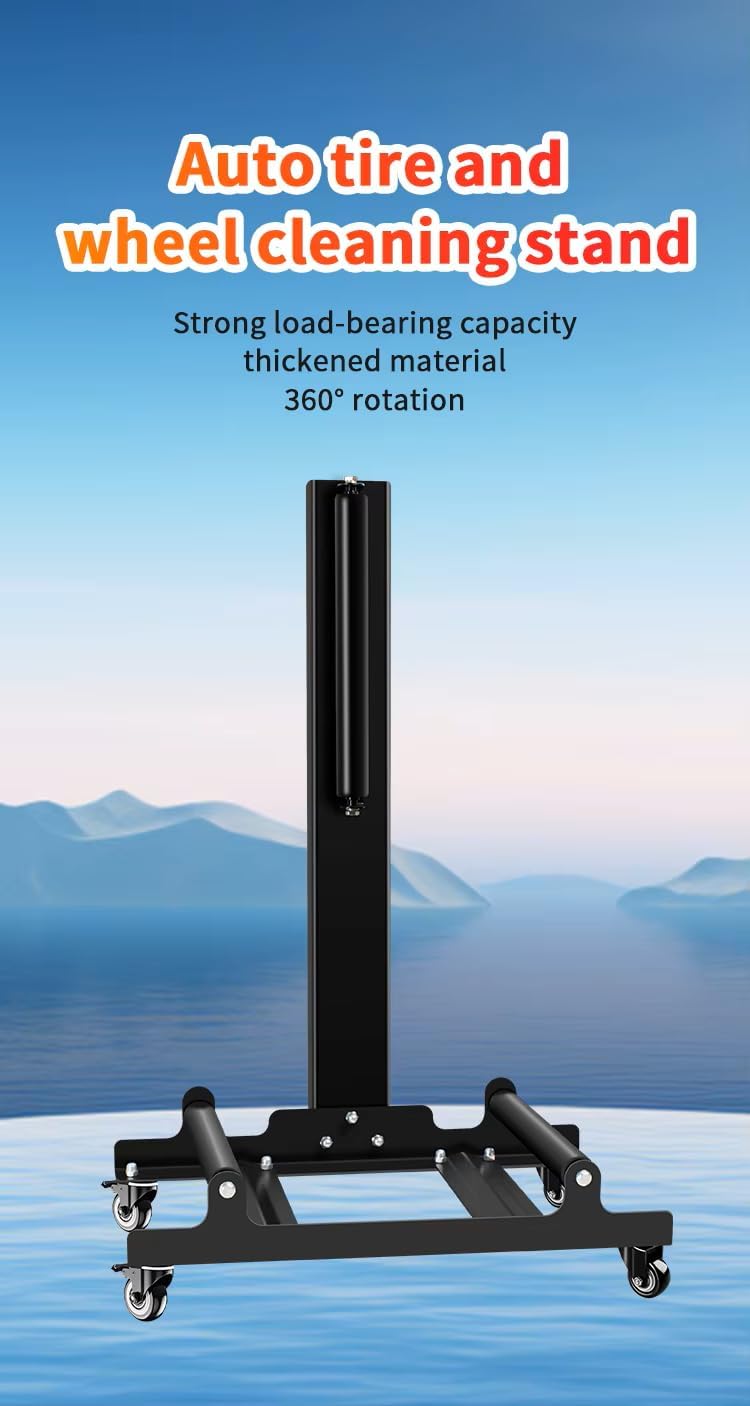 タイヤ洗浄ラック キャスター付き ホイールスタンド回転式 傷が付かない 洗車 タイヤ履き替え 洗浄ツール メンテナンスラック